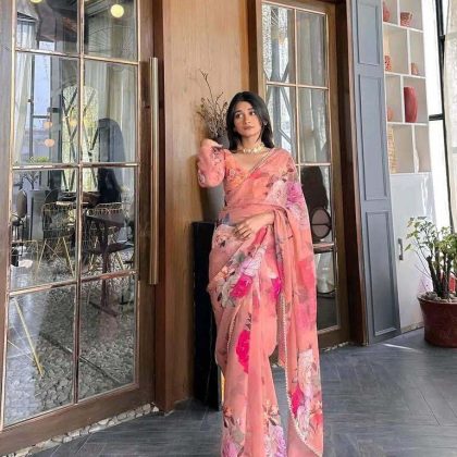 Georgette pearl lace Saree-fe3
