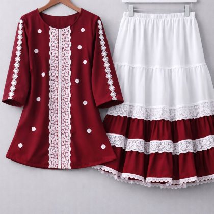 Trendy Ladies Tops and Skirt Set-sb1